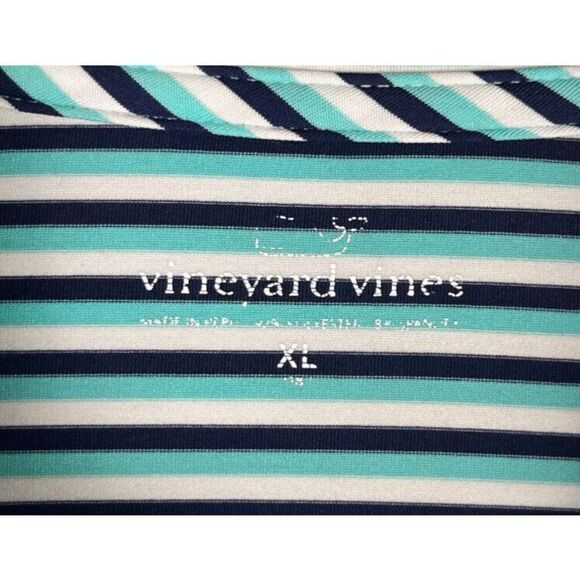 Men's Vineyard Vines Performance Polo Golf Shirt White Green Blue Striped SizeXL - Picture 2 of 7
